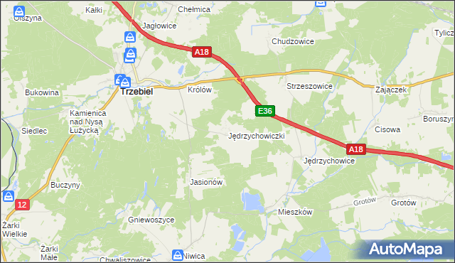 mapa Jędrzychowiczki, Jędrzychowiczki na mapie Targeo
