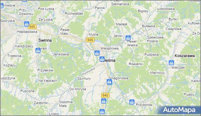 mapa Jeleśnia, Jeleśnia na mapie Targeo