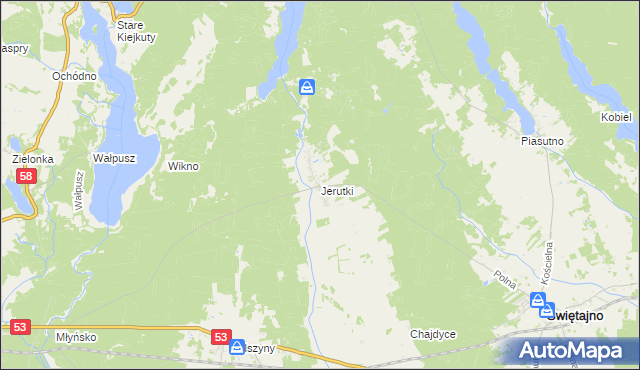 mapa Jerutki, Jerutki na mapie Targeo