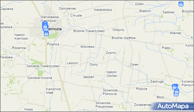 mapa Jerzewo gmina Kiernozia, Jerzewo gmina Kiernozia na mapie Targeo