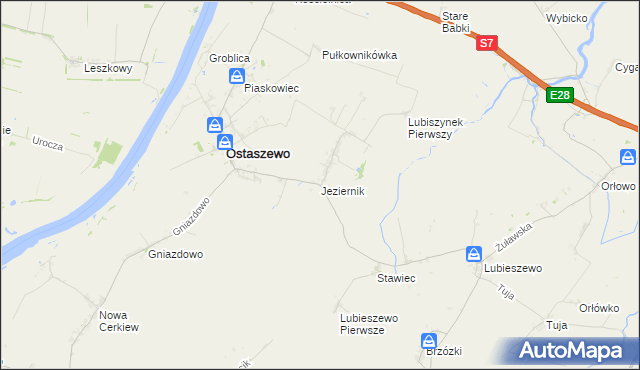 mapa Jeziernik gmina Ostaszewo, Jeziernik gmina Ostaszewo na mapie Targeo