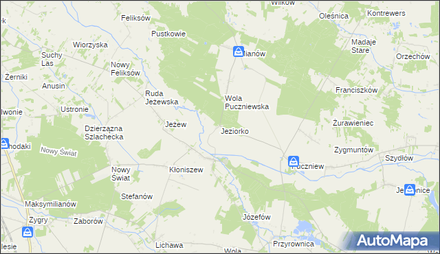 mapa Jeziorko gmina Lutomiersk, Jeziorko gmina Lutomiersk na mapie Targeo