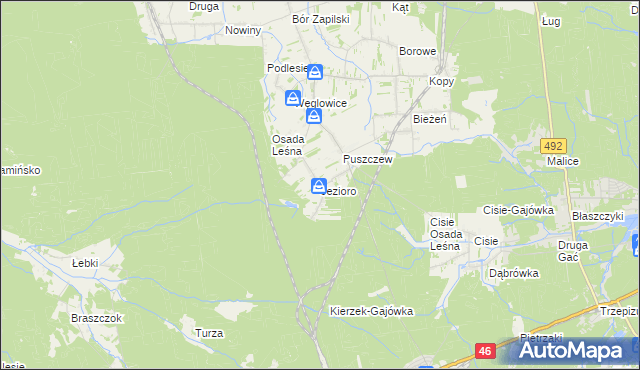 mapa Jezioro gmina Wręczyca Wielka, Jezioro gmina Wręczyca Wielka na mapie Targeo