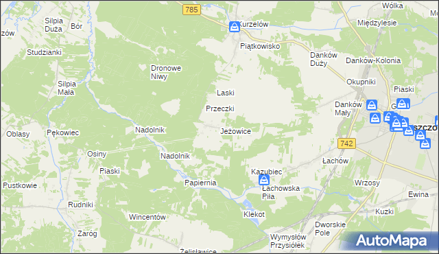 mapa Jeżowice, Jeżowice na mapie Targeo