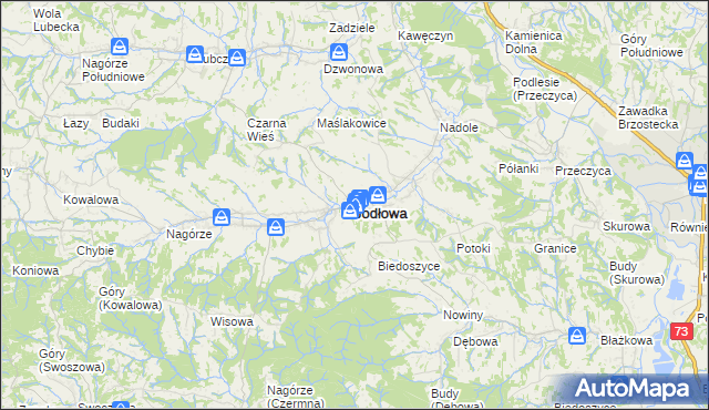 mapa Jodłowa, Jodłowa na mapie Targeo