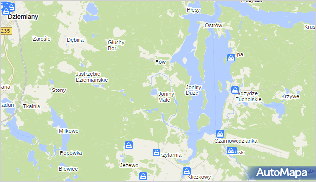 mapa Joniny Małe, Joniny Małe na mapie Targeo