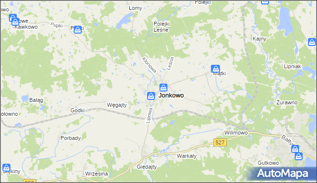 mapa Jonkowo, Jonkowo na mapie Targeo