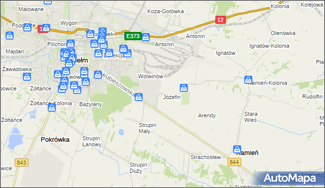 mapa Józefin gmina Kamień, Józefin gmina Kamień na mapie Targeo