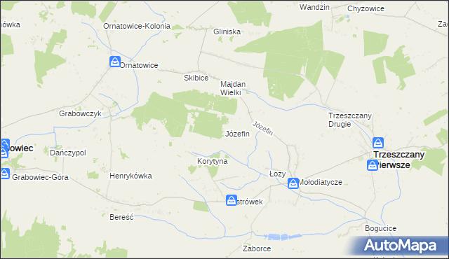 mapa Józefin gmina Trzeszczany, Józefin gmina Trzeszczany na mapie Targeo