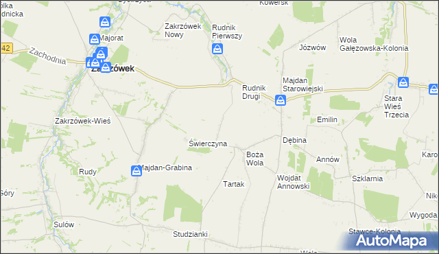 mapa Józefin gmina Zakrzówek, Józefin gmina Zakrzówek na mapie Targeo