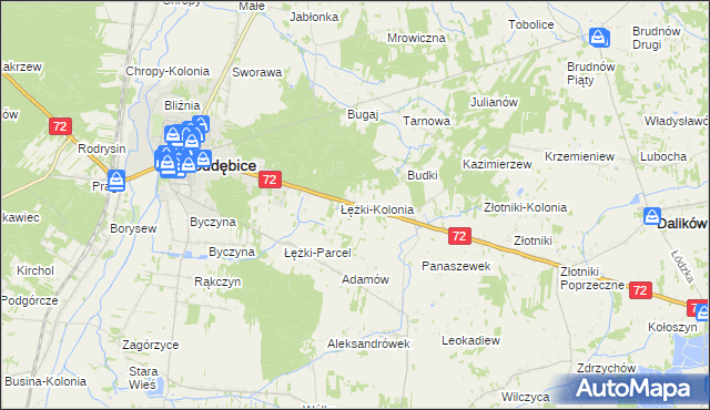 mapa Józefka gmina Poddębice, Józefka gmina Poddębice na mapie Targeo