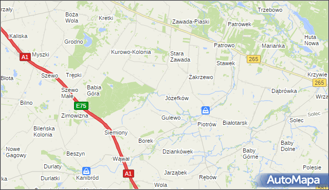 mapa Józefków gmina Gostynin, Józefków gmina Gostynin na mapie Targeo