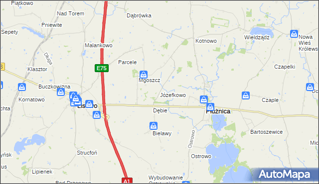 mapa Józefkowo gmina Płużnica, Józefkowo gmina Płużnica na mapie Targeo