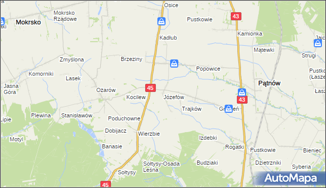 mapa Józefów gmina Pątnów, Józefów gmina Pątnów na mapie Targeo