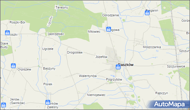 mapa Józefów gmina Raszków, Józefów gmina Raszków na mapie Targeo