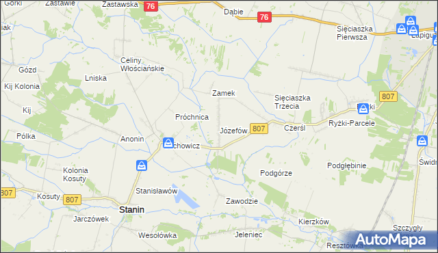 mapa Józefów gmina Stanin, Józefów gmina Stanin na mapie Targeo