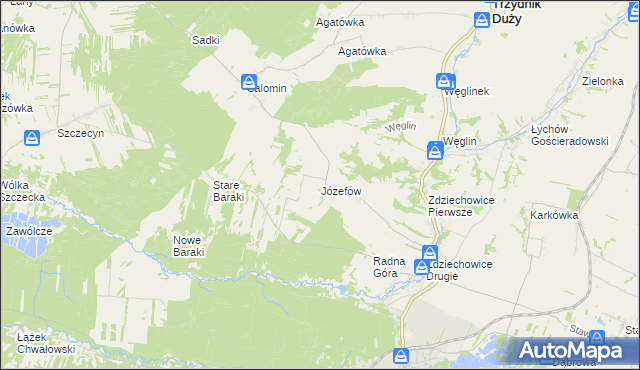 mapa Józefów gmina Zaklików, Józefów gmina Zaklików na mapie Targeo