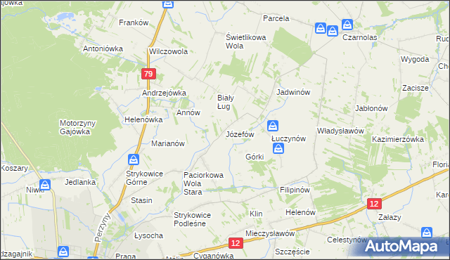 mapa Józefów gmina Zwoleń, Józefów gmina Zwoleń na mapie Targeo