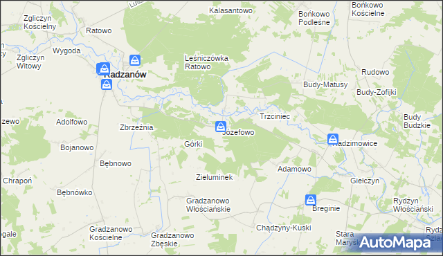 mapa Józefowo gmina Radzanów, Józefowo gmina Radzanów na mapie Targeo