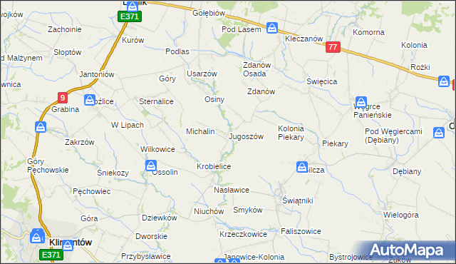 mapa Jugoszów, Jugoszów na mapie Targeo