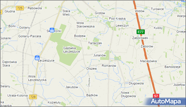 mapa Julianów gmina Belsk Duży, Julianów gmina Belsk Duży na mapie Targeo