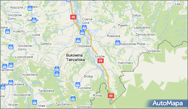 mapa Jurgów, Jurgów na mapie Targeo