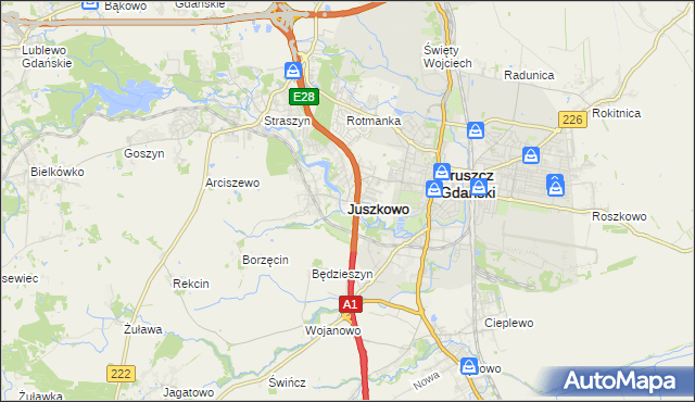 mapa Juszkowo, Juszkowo na mapie Targeo