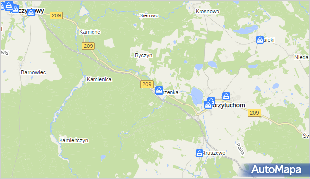 mapa Jutrzenka gmina Borzytuchom, Jutrzenka gmina Borzytuchom na mapie Targeo