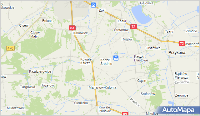 mapa Kaczki Średnie, Kaczki Średnie na mapie Targeo