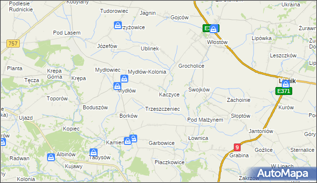 mapa Kaczyce gmina Lipnik, Kaczyce gmina Lipnik na mapie Targeo