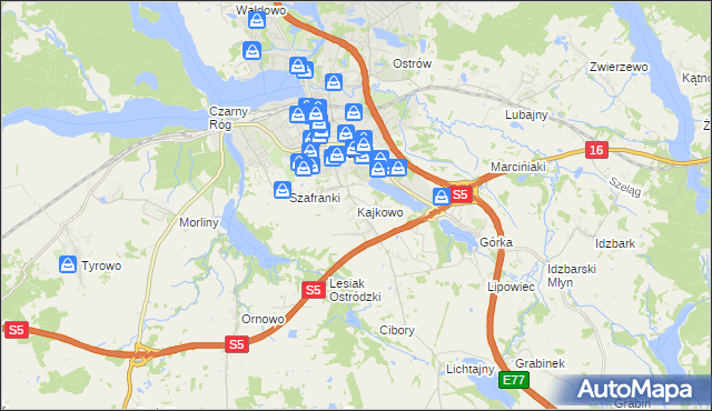 mapa Kajkowo, Kajkowo na mapie Targeo