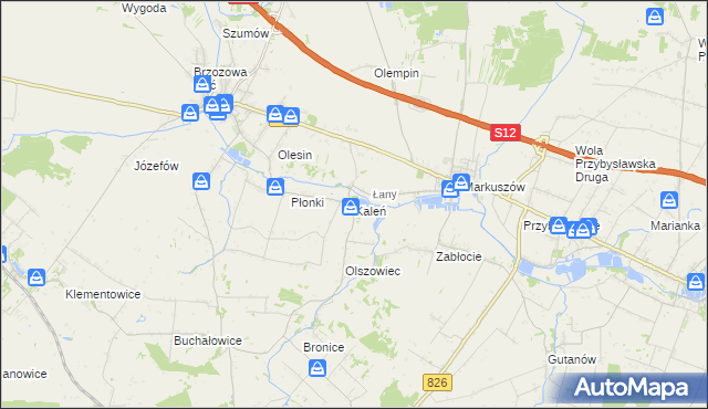 mapa Kaleń gmina Markuszów, Kaleń gmina Markuszów na mapie Targeo