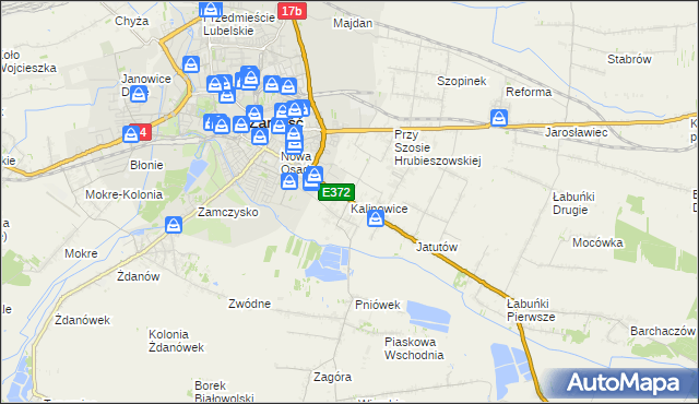 mapa Kalinowice gmina Zamość, Kalinowice gmina Zamość na mapie Targeo