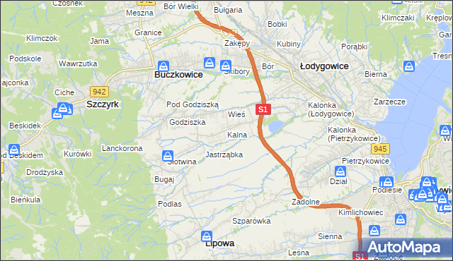 mapa Kalna, Kalna na mapie Targeo