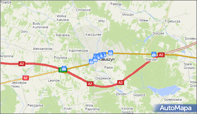 mapa Kałuszyn powiat miński, Kałuszyn powiat miński na mapie Targeo