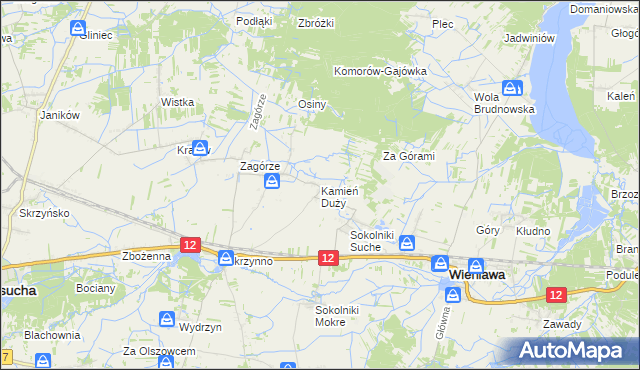 mapa Kamień Duży gmina Wieniawa, Kamień Duży gmina Wieniawa na mapie Targeo