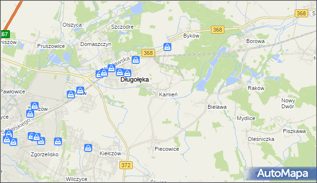 mapa Kamień gmina Długołęka, Kamień gmina Długołęka na mapie Targeo