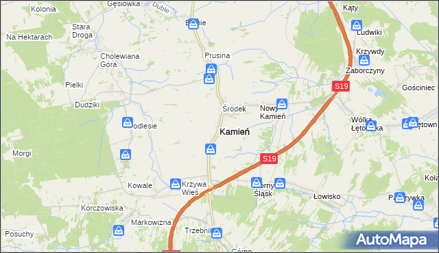 mapa Kamień powiat rzeszowski, Kamień powiat rzeszowski na mapie Targeo