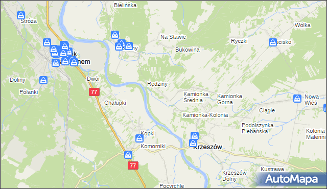 mapa Kamionka Dolna, Kamionka Dolna na mapie Targeo