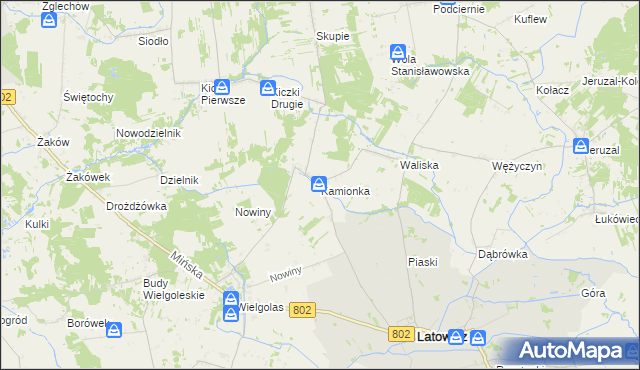 mapa Kamionka gmina Latowicz, Kamionka gmina Latowicz na mapie Targeo