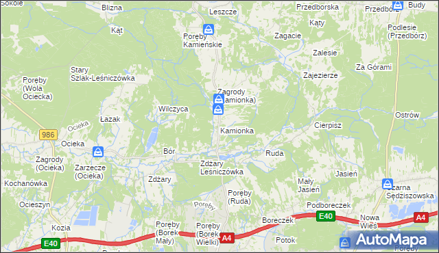 mapa Kamionka gmina Ostrów, Kamionka gmina Ostrów na mapie Targeo