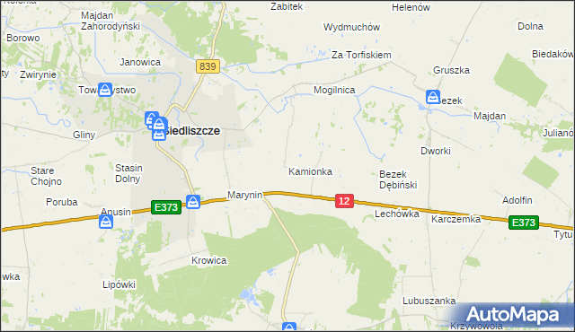 mapa Kamionka gmina Siedliszcze, Kamionka gmina Siedliszcze na mapie Targeo