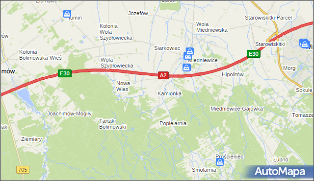 mapa Kamionka gmina Wiskitki, Kamionka gmina Wiskitki na mapie Targeo
