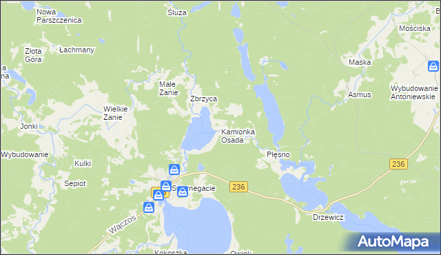 mapa Kamionka Osada, Kamionka Osada na mapie Targeo