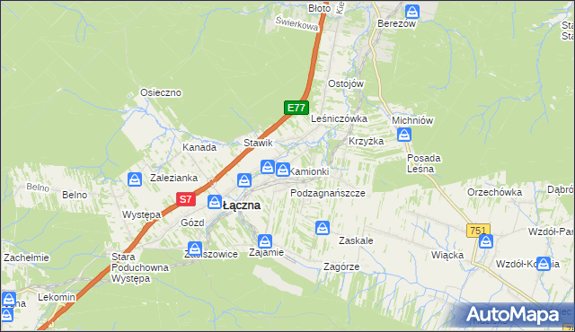 mapa Kamionki gmina Łączna, Kamionki gmina Łączna na mapie Targeo