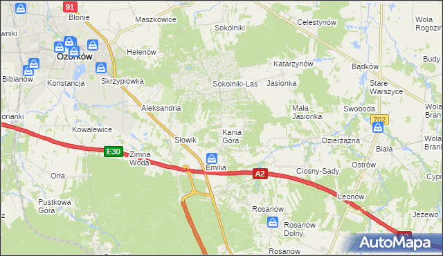 mapa Kania Góra, Kania Góra na mapie Targeo