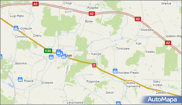 mapa Karcze gmina Zbuczyn, Karcze gmina Zbuczyn na mapie Targeo