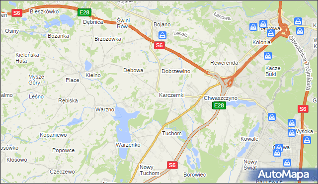 mapa Karczemki gmina Szemud, Karczemki gmina Szemud na mapie Targeo