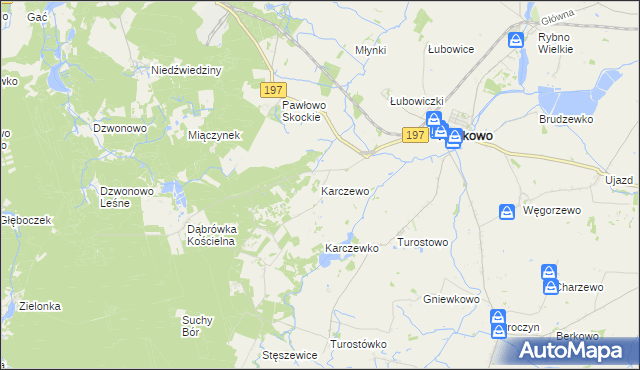 mapa Karczewo gmina Kiszkowo, Karczewo gmina Kiszkowo na mapie Targeo