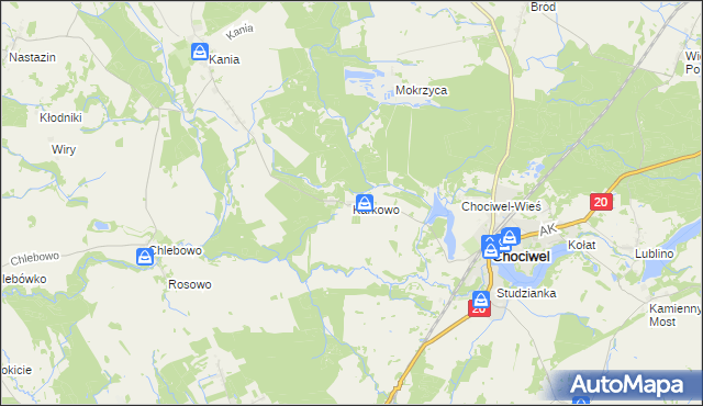 mapa Karkowo gmina Chociwel, Karkowo gmina Chociwel na mapie Targeo
